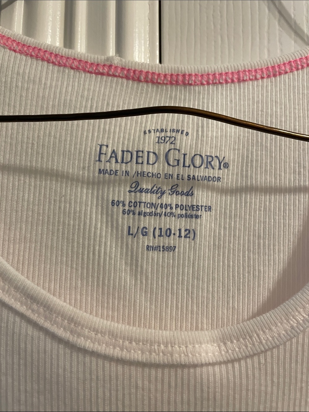 Faded Glory White Ribbed Tank 10-12 - Picture 2 of 3